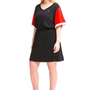 Tommy Hilfiger Womens Black Stretch Ribbed Dress
